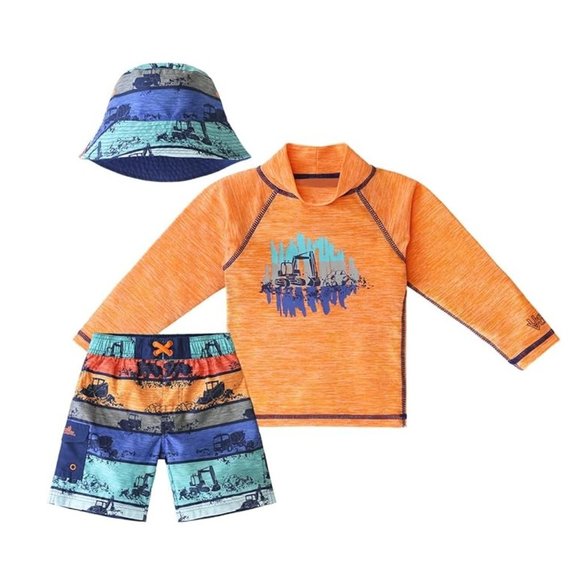 NWT UV Skinz Boys UPF 50+ 3-Piece Sun and Swim Set Swimsuit Boys Size 5 AA51 - Picture 2 of 3